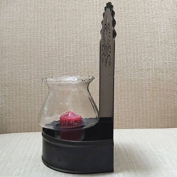 Metal Tin Punch Hurricane Candle Sconce Bronze Finish - Picture 4 of 10